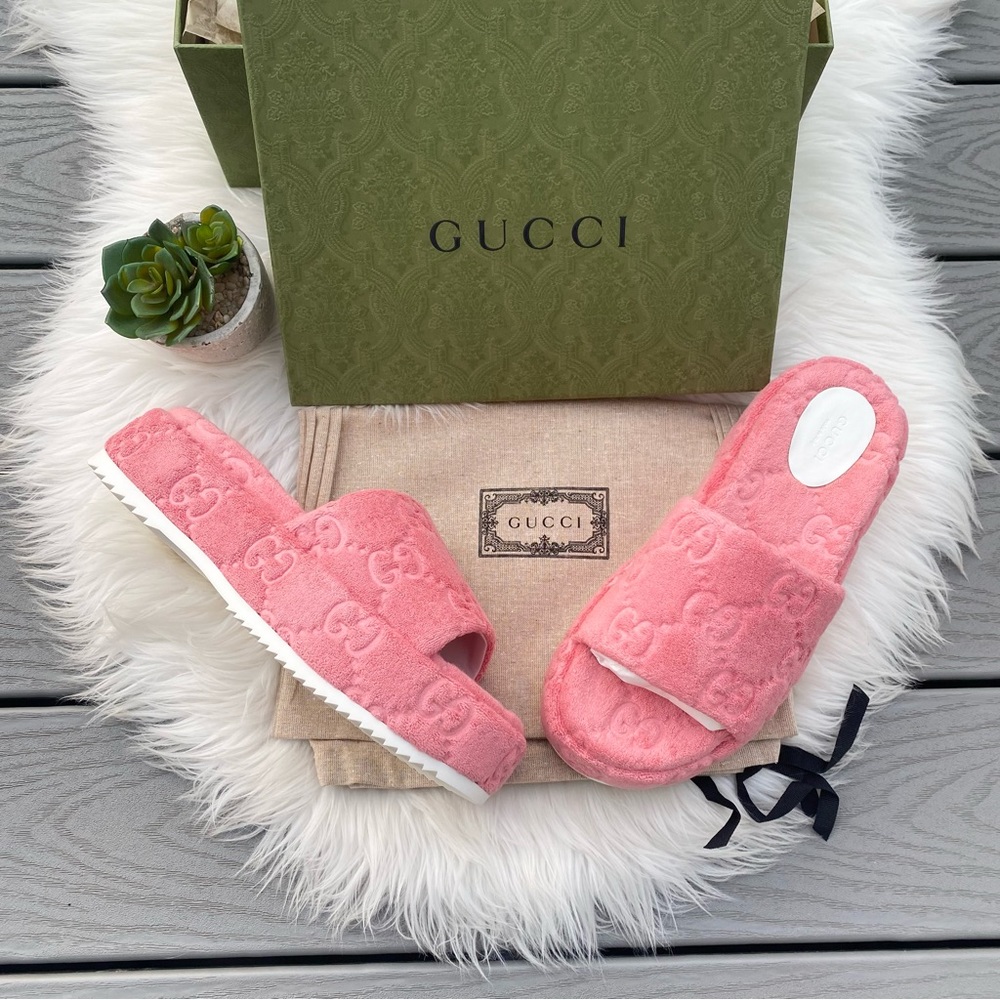 Gucci Pink GG Platform Sandals
